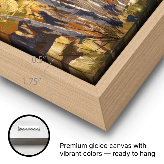 Aspen Wilderness Beauty - Oak Framed Canvas Wall Art - Gallery Wrap Corner