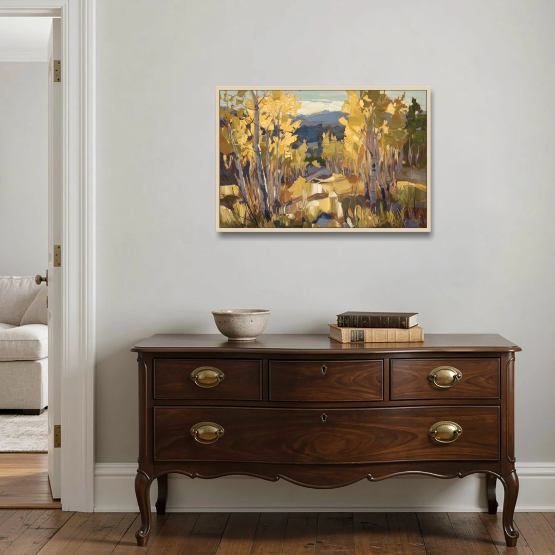 Aspen Wilderness Beauty - Oak Framed Canvas Wall Art - Coffee Table - 36x24