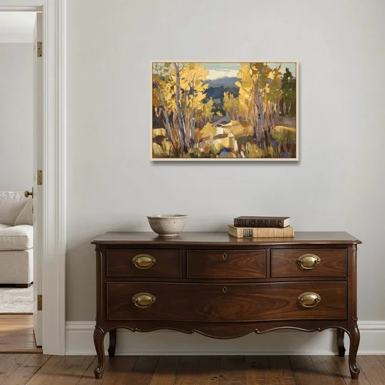 Aspen Wilderness Beauty - Oak Framed Canvas Wall Art - Coffee Table - 36x24