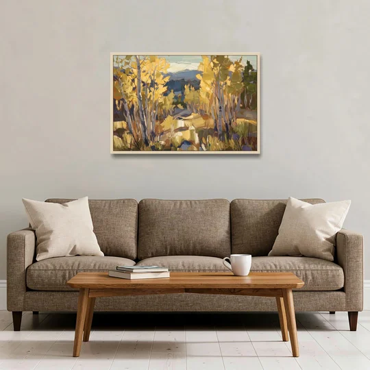Aspen Wilderness Beauty - Oak Framed Canvas Wall Art - Sofa - 36x24