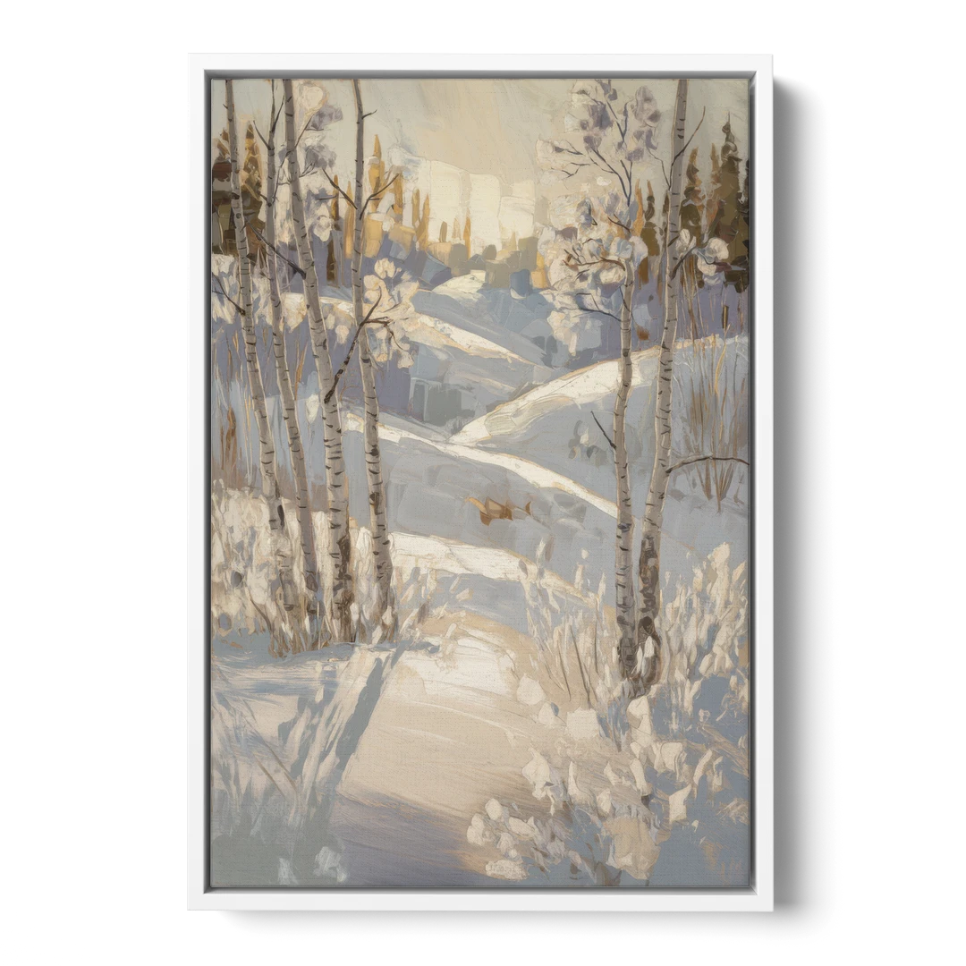 Aspen Winter Wonderland - White Framed Canvas Wall Art - Front
