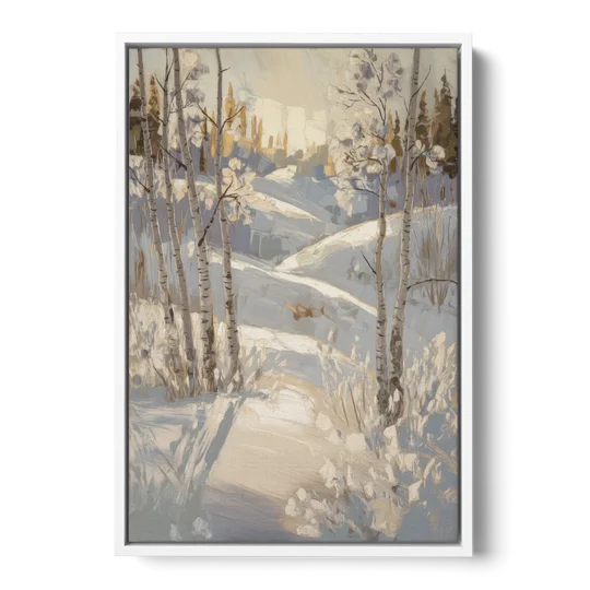 Aspen Winter Wonderland - White Framed Canvas Wall Art - Front