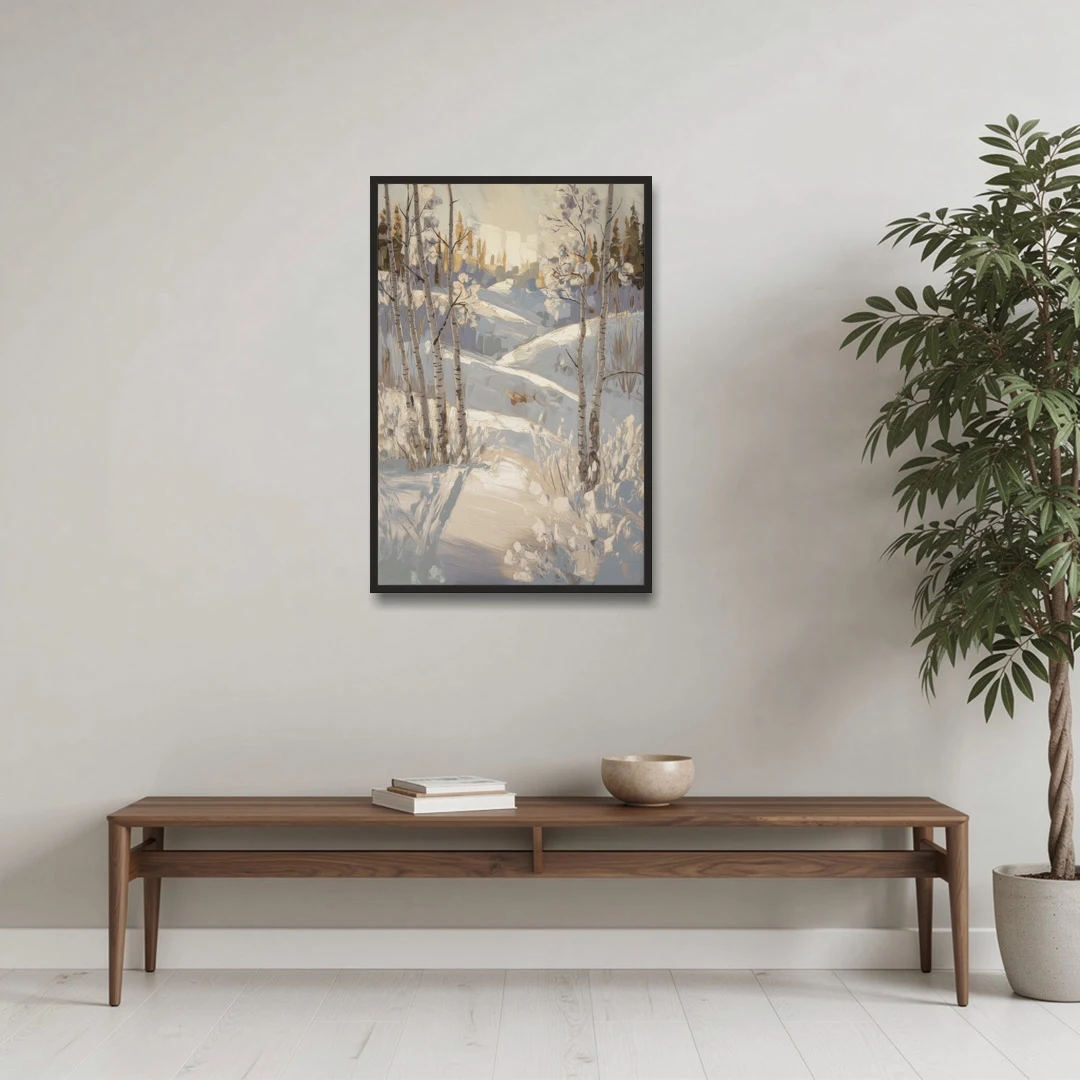 Aspen Winter Wonderland - Black Framed Canvas Wall Art - Coffee Table - 24x36