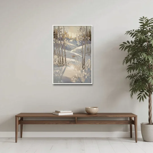 Aspen Winter Wonderland - White Framed Canvas Wall Art - Coffee Table - 24x36