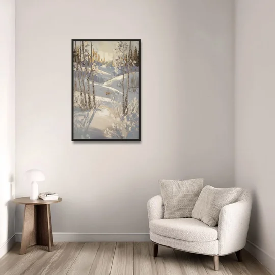 Aspen Winter Wonderland - Black Framed Canvas Wall Art - Sofa - 24x36