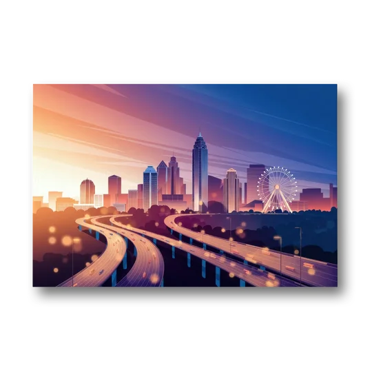 Atlanta Aerial City View - Canvas Wall Art - Front