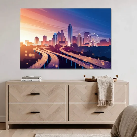 Atlanta Aerial City View - Canvas Wall Art - Coffee Table - 60x40