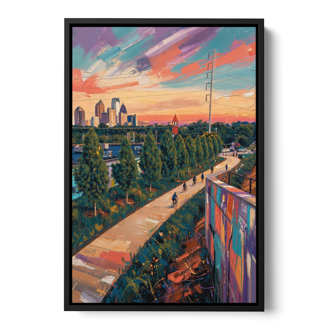 Atlanta Beltline Artwork - Black Framed Canvas Wall Art - Front