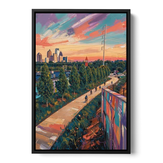 Atlanta Beltline Artwork - Black Framed Canvas Wall Art - Front