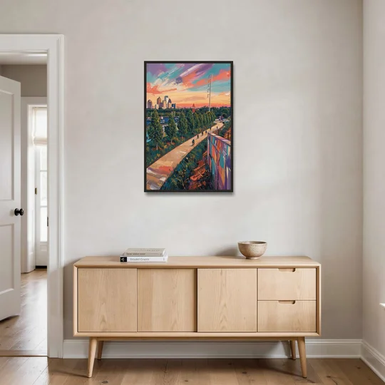 Atlanta Beltline Artwork - Black Framed Canvas Wall Art - Coffee Table - 24x36