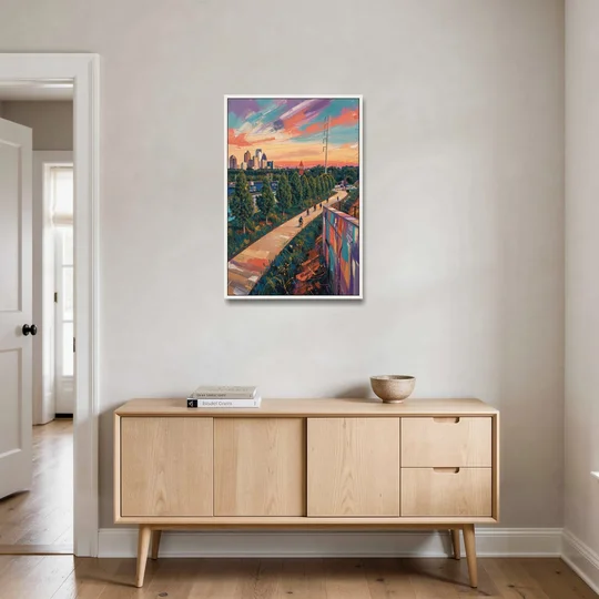Atlanta Beltline Artwork - White Framed Canvas Wall Art - Coffee Table - 24x36