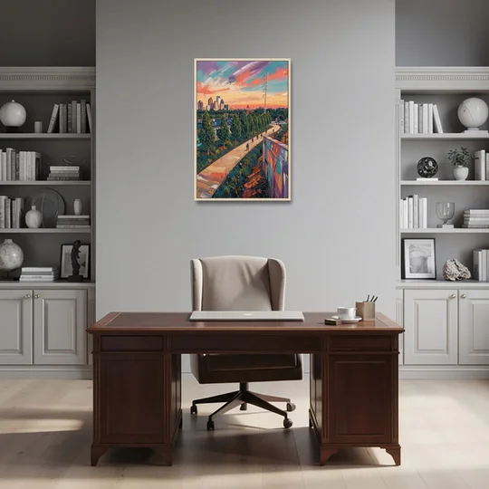 Atlanta Beltline Artwork - Oak Framed Canvas Wall Art - Office - 24x36