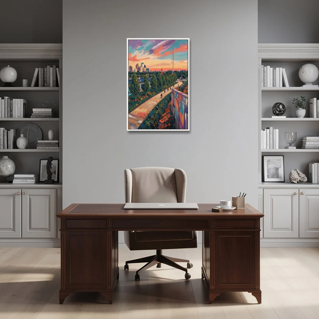Atlanta Beltline Artwork - White Framed Canvas Wall Art - Office - 24x36