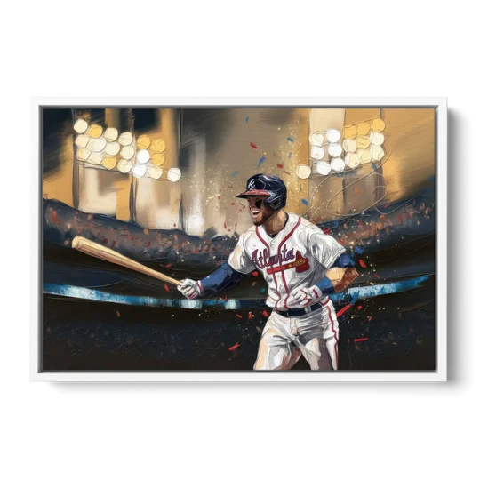 Atlanta Braves World Series Celebration - White Framed Canvas Wall Art - Front