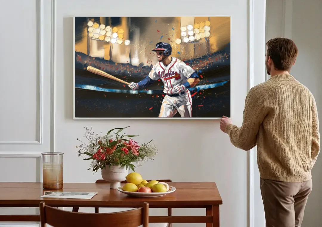 Atlanta Braves World Series Celebration canvas wall art above a dining table
