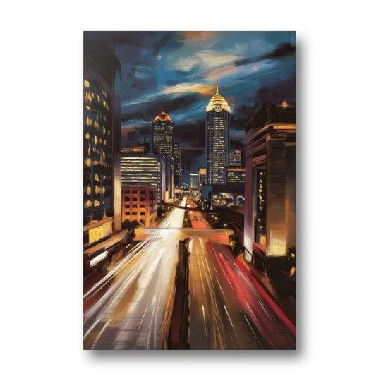 Atlanta Cityscape at Night - Canvas Wall Art - Front