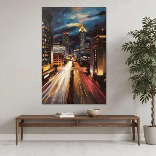 Atlanta Cityscape at Night - Canvas Wall Art - Coffee Table - 40x60