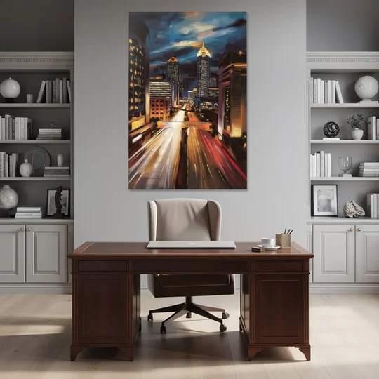 Atlanta Cityscape at Night - Canvas Wall Art - Office - 40x60