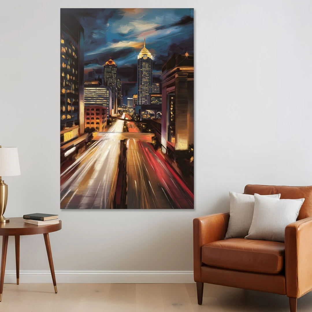 Atlanta Cityscape at Night - Canvas Wall Art - Sofa - 40x60
