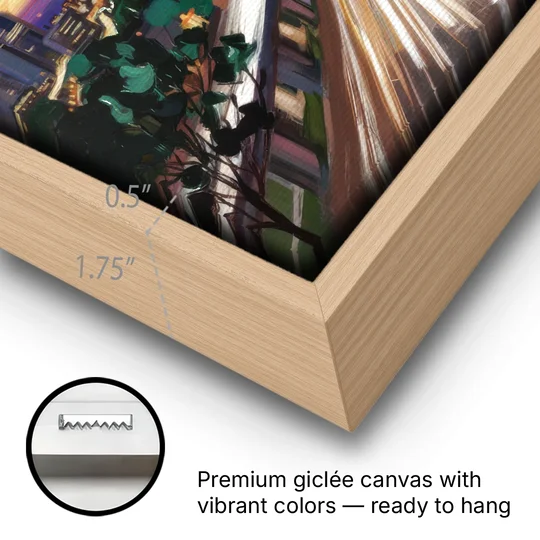 Atlanta Historic Neighborhoods - Oak Framed Canvas Wall Art - Gallery Wrap Corner
