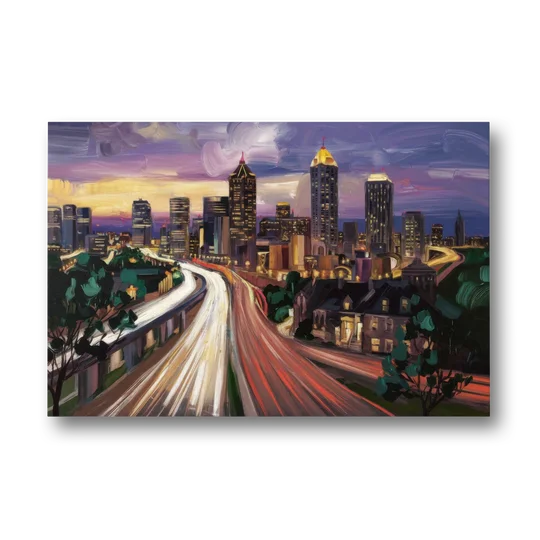 Atlanta Historic Neighborhoods - Canvas Wall Art - Front