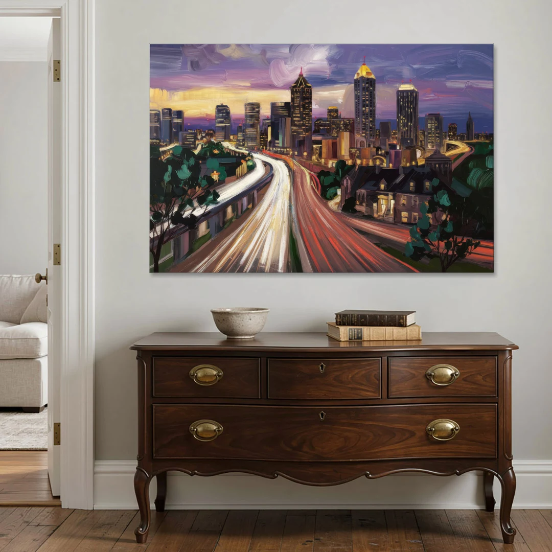 Atlanta Historic Neighborhoods - Canvas Wall Art - Coffee Table - 60x40