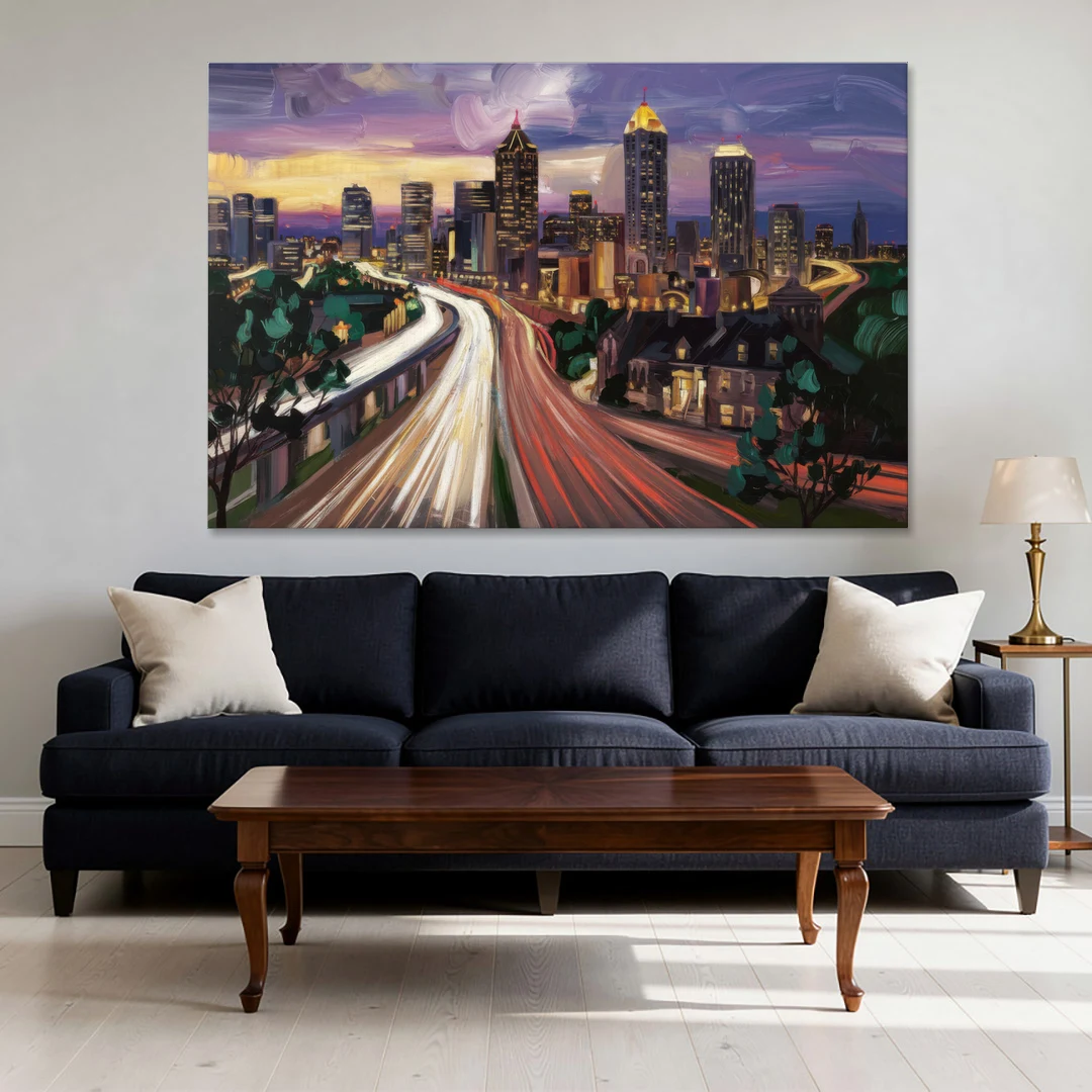 Atlanta Historic Neighborhoods - Canvas Wall Art - Sofa - 60x40