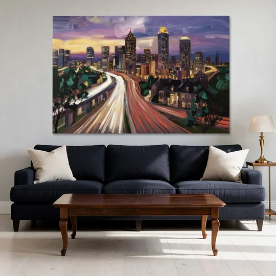 Atlanta Historic Neighborhoods - Canvas Wall Art - Sofa - 60x40