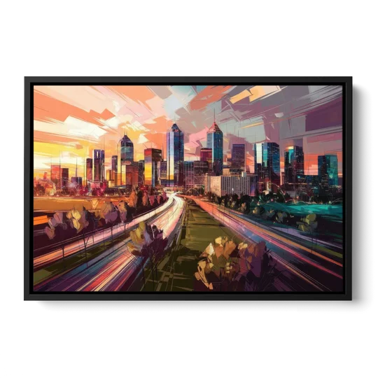 Atlanta Midtown Skyline - Black Framed Canvas Wall Art - Front