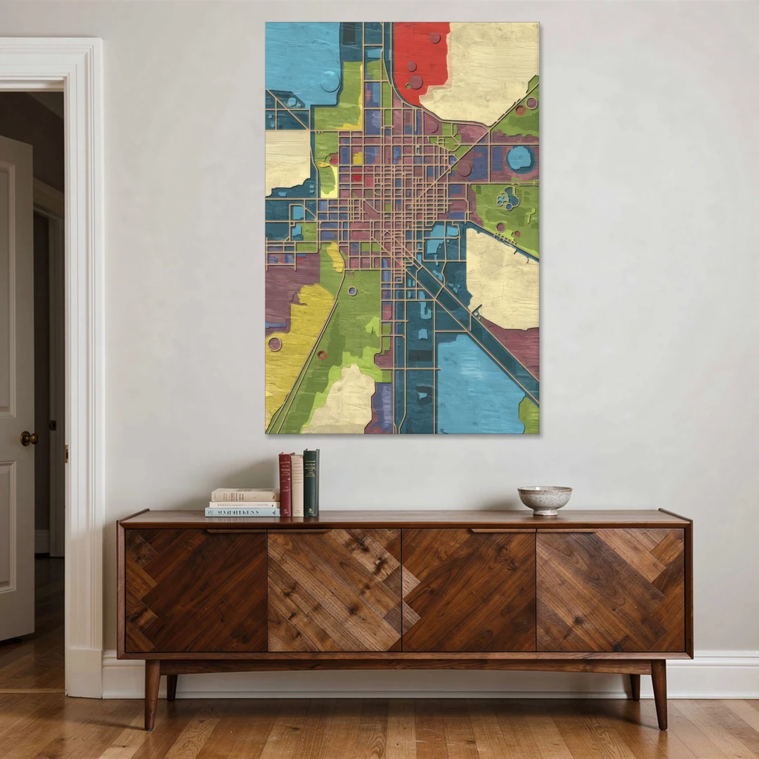 Atlanta Modern Map Design - Canvas Wall Art - Coffee Table - 40x60