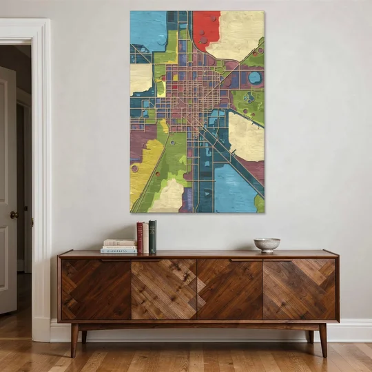 Atlanta Modern Map Design - Canvas Wall Art - Coffee Table - 40x60