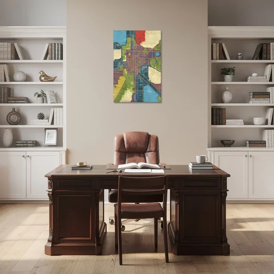 Atlanta Modern Map Design - Canvas Wall Art - Office - 24x36