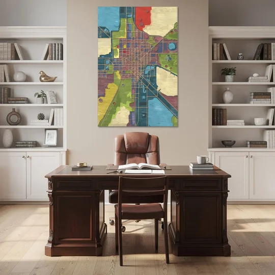 Atlanta Modern Map Design - Canvas Wall Art - Office - 40x60