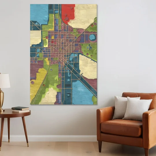Atlanta Modern Map Design - Canvas Wall Art - Sofa - 40x60