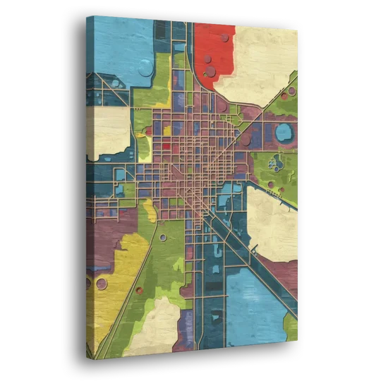 Atlanta Modern Map Design - Canvas Wall Art - Side