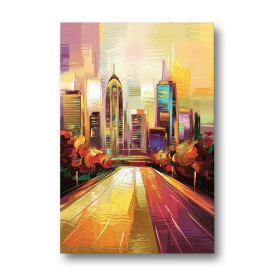 Atlanta Skyline and Peachtree Street - Canvas Wall Art - Front