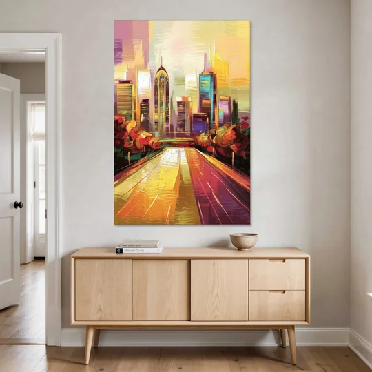 Atlanta Skyline and Peachtree Street - Canvas Wall Art - Coffee Table - 40x60