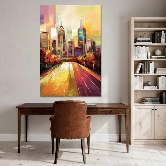 Atlanta Skyline and Peachtree Street - Canvas Wall Art - Office - 40x60
