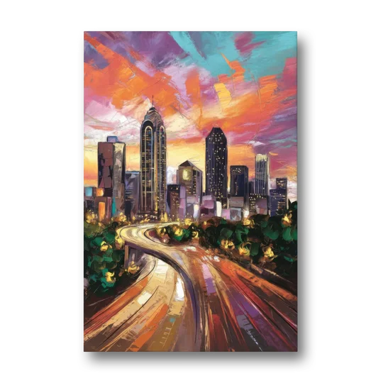 Atlanta Skyline at Sunset - Canvas Wall Art - Front