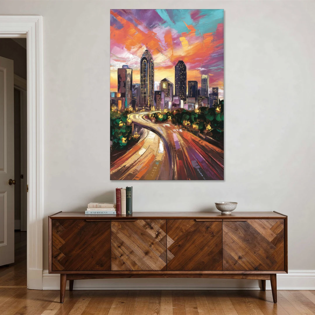 Atlanta Skyline at Sunset - Canvas Wall Art - Coffee Table - 40x60