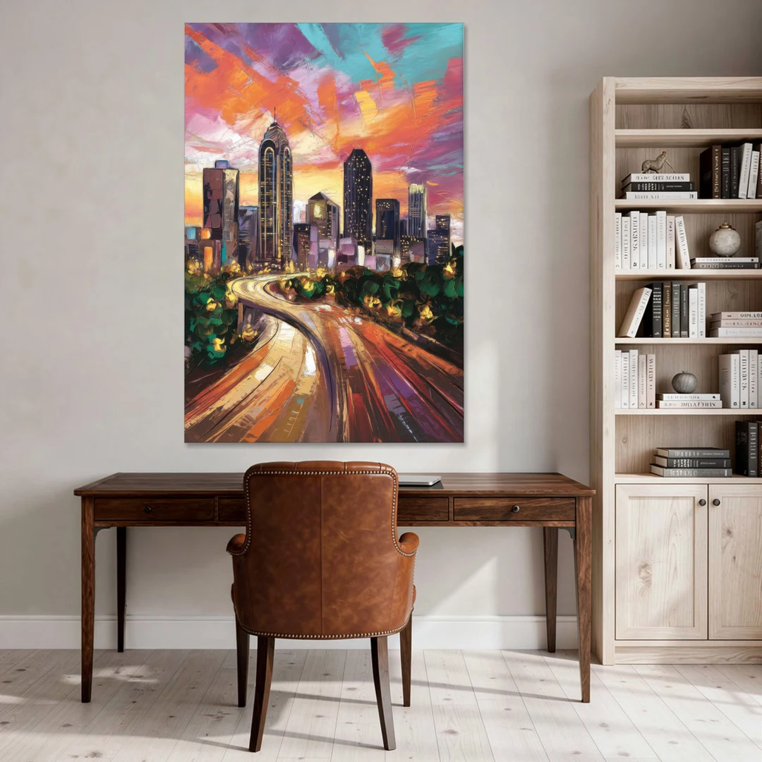 Atlanta Skyline at Sunset - Canvas Wall Art - Office - 40x60