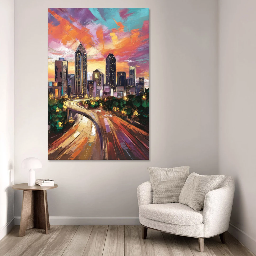 Atlanta Skyline at Sunset - Canvas Wall Art - Sofa - 40x60