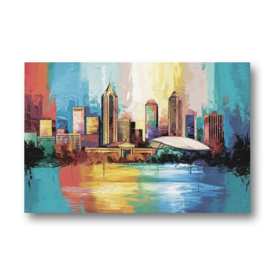 Atlanta Skyline Panoramic View - Canvas Wall Art - Front