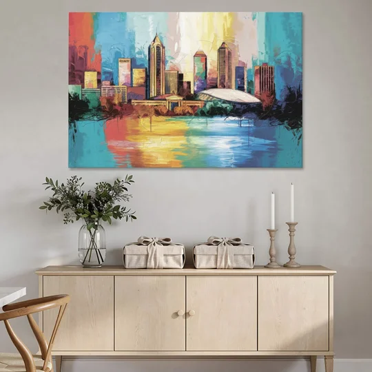 Atlanta Skyline Panoramic View - Canvas Wall Art - Coffee Table - 60x40