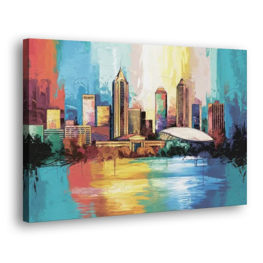 Atlanta Skyline Panoramic View - Canvas Wall Art - Side