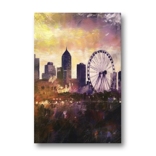 Atlanta Skyline with Ferris Wheel - Canvas Wall Art - Front