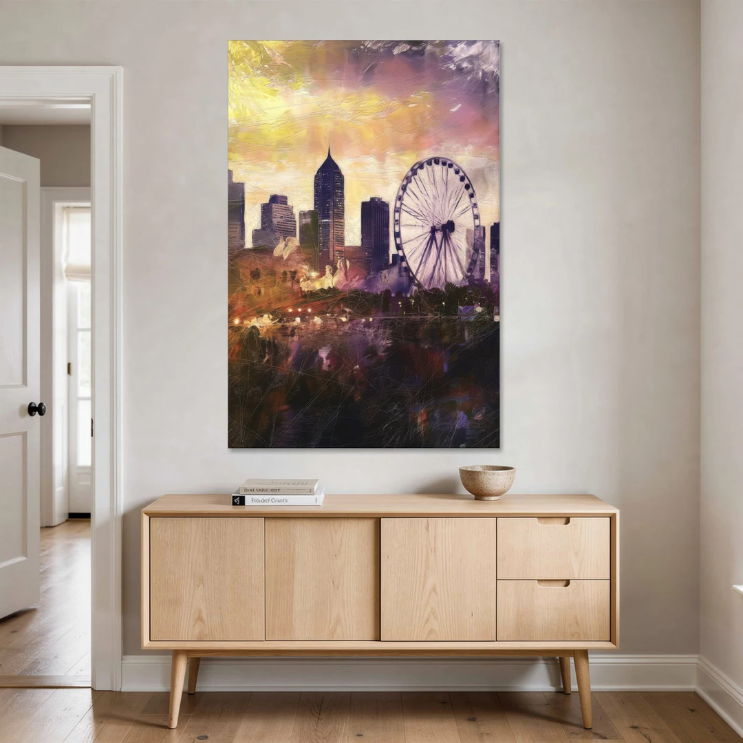 Atlanta Skyline with Ferris Wheel - Canvas Wall Art - Coffee Table - 40x60