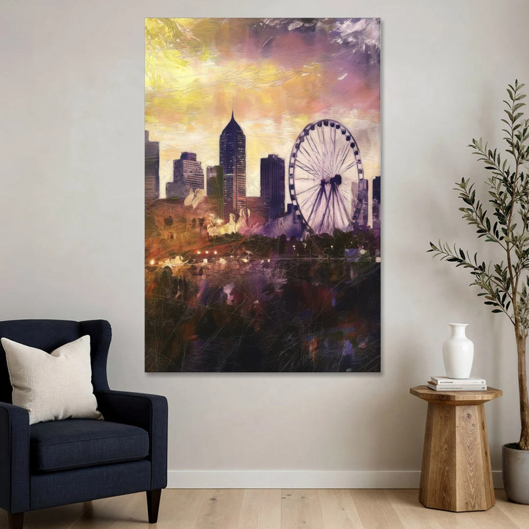 Atlanta Skyline with Ferris Wheel - Canvas Wall Art - Sofa - 40x60
