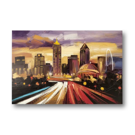 Atlanta Skyline With Georgia Dome - Canvas Wall Art - Front