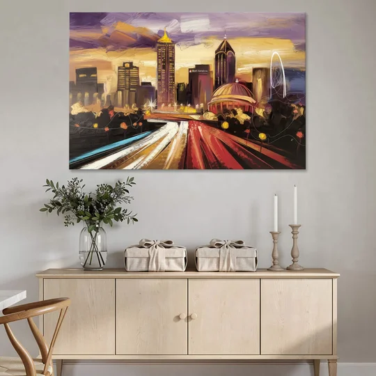 Atlanta Skyline With Georgia Dome - Canvas Wall Art - Coffee Table - 60x40